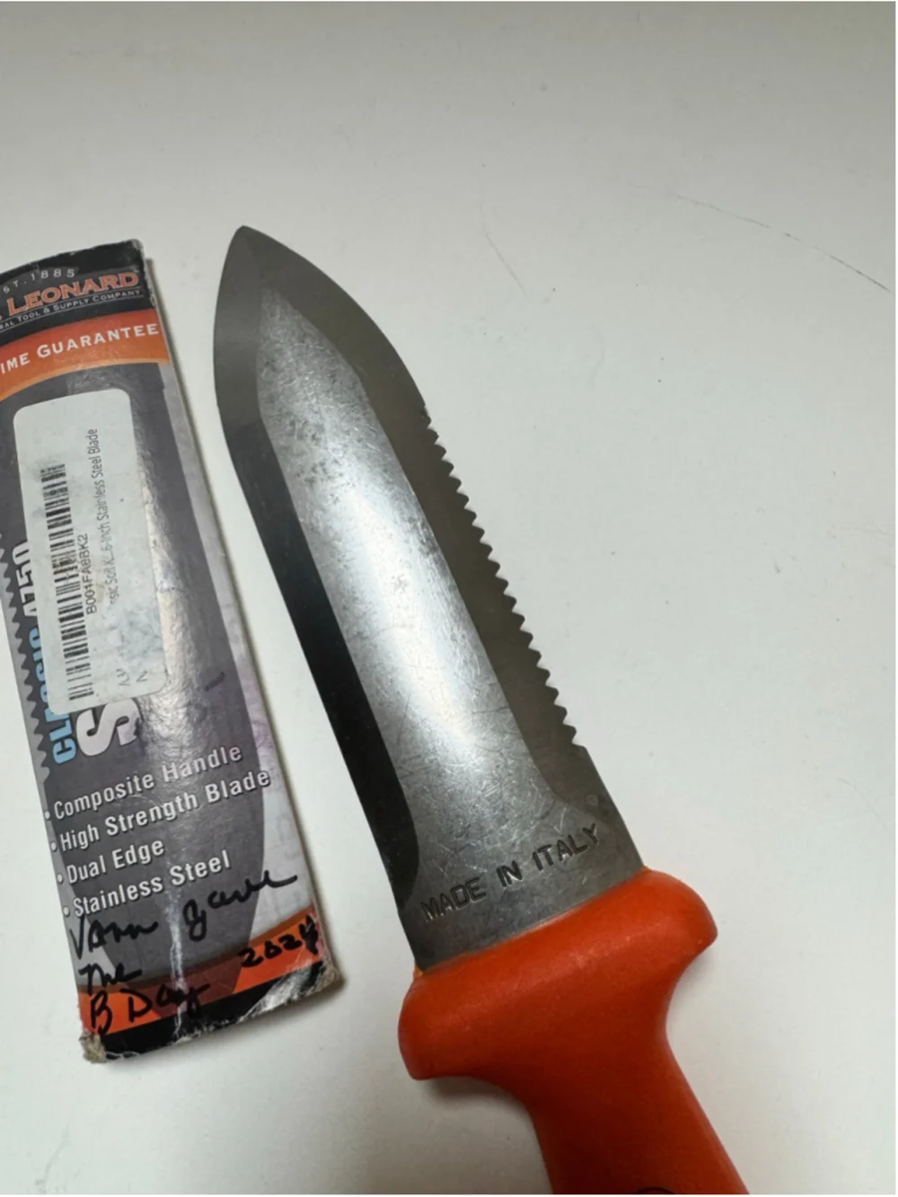A.M. Leonard Deluxe Soil Knife Orange–Hori Hori w/ 6-Inch Stainless Steel